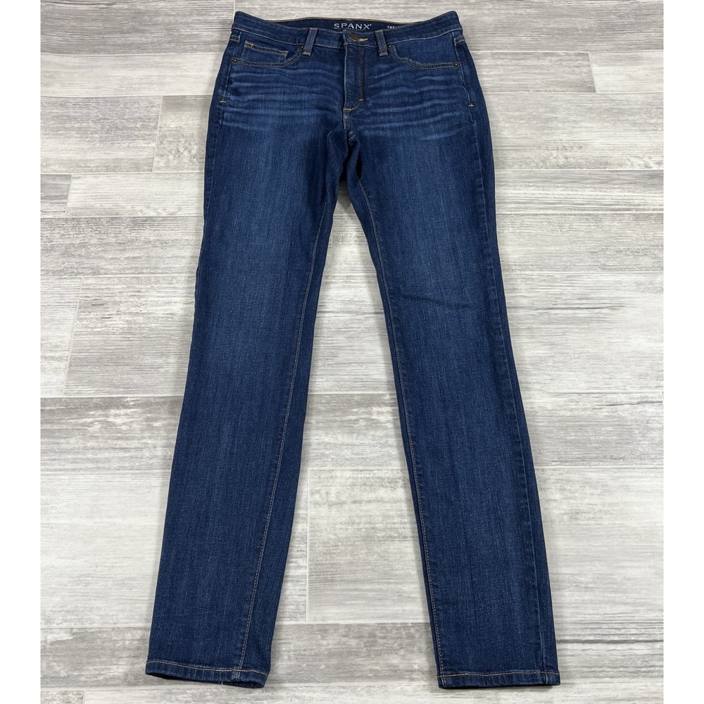 Spanx By Sara Blakely Women's 5 Pocket The Slim-X Skinny Dark Blue Jeans Size 28